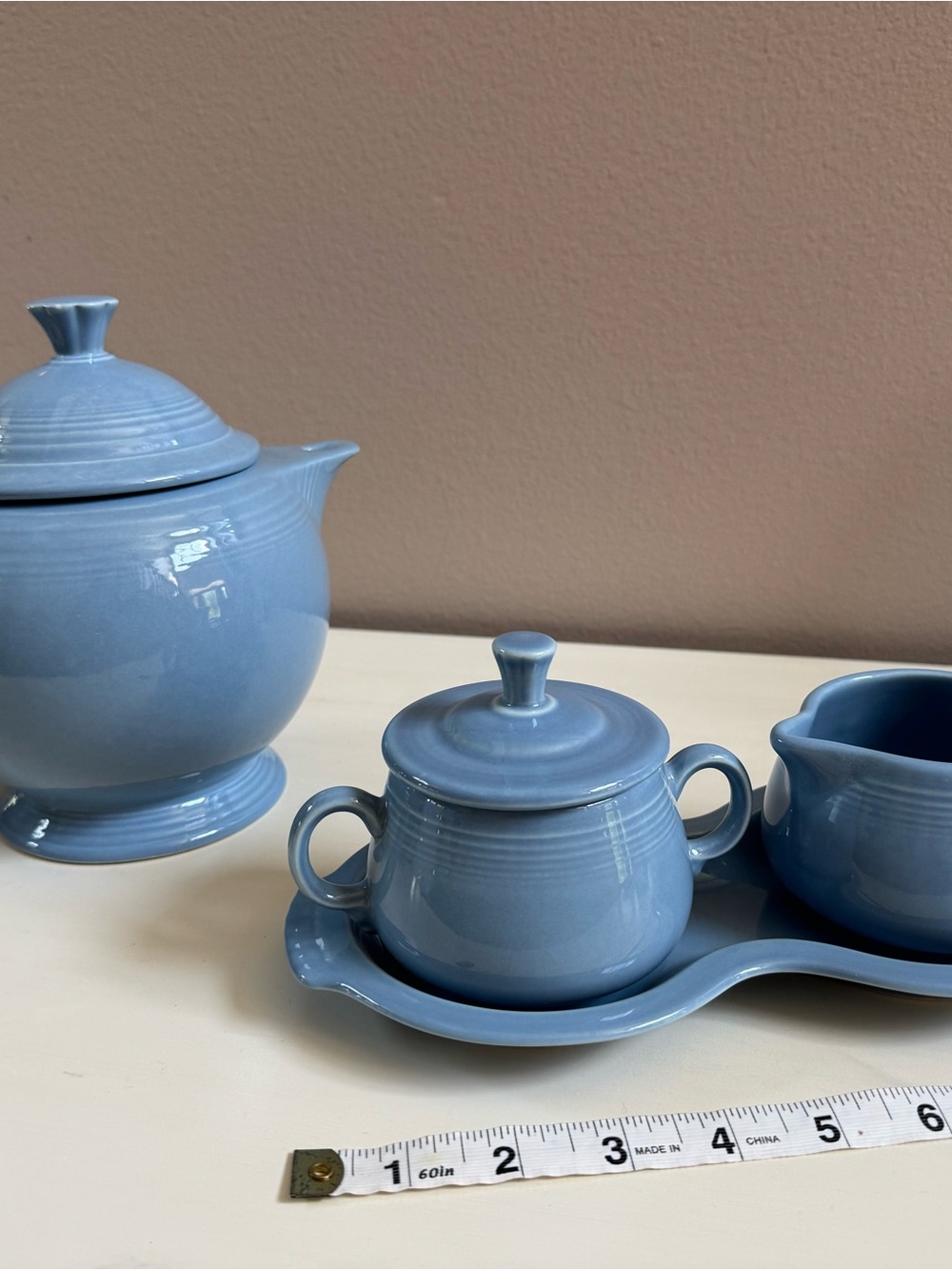 Fiesta Blue Ceramic Teapot with Lid vintage glossy ceramic heavy durable - Picture 7 of 7
